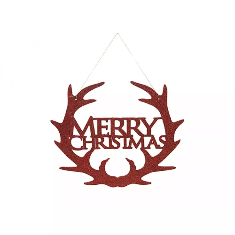 30cm Red Hanging Merry Christmas Sign Plaque