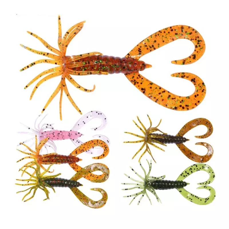 75mm Bearded Dual Curl Tail Grub Lure 75mm 2.9g 6pc-pack