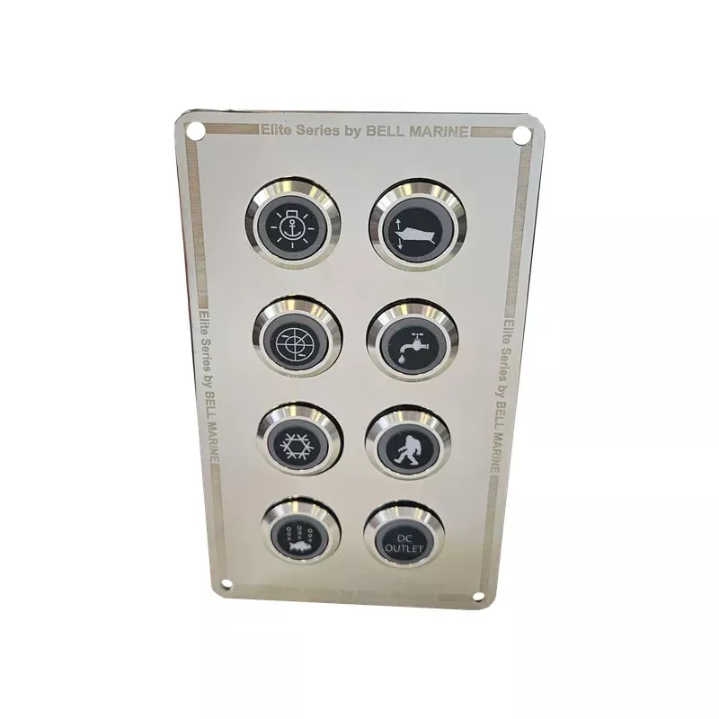 8 gang stainless steel switch panel with 20A backlit switches