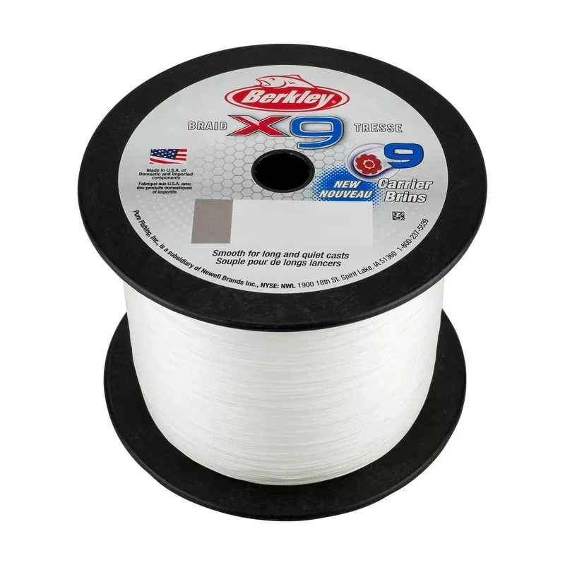 Berkley X9 Solid Braided Line Bulk Spools 2000m Crystal White