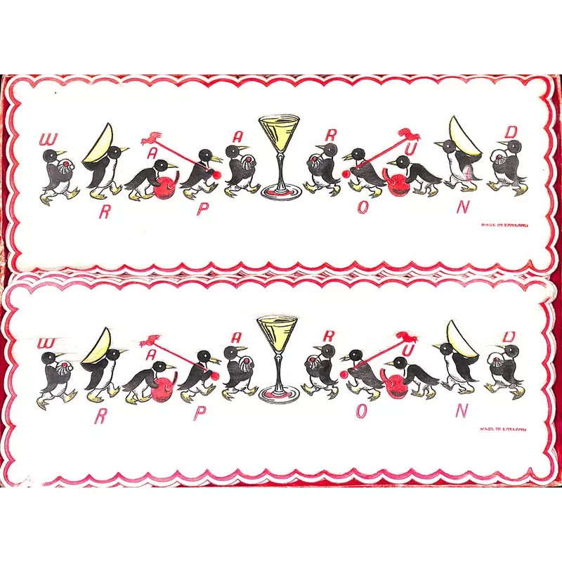 "Box Set x 14 Wrap-A-Round Cocktail Felt c1950s Napkins Made In England" (SOLD)