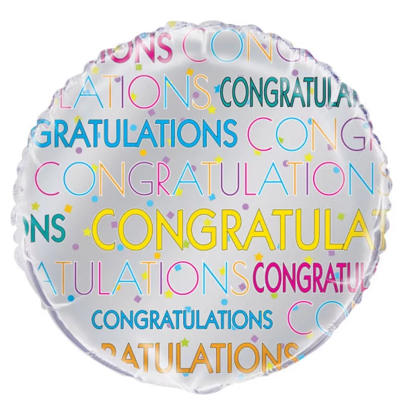Bright Starburst Congratulations Round Foil Balloon 18″