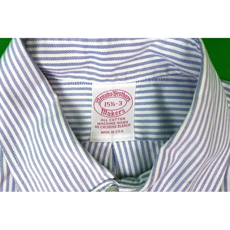 "Brooks Brothers c1980s Blue/ White Candy Stripe OCBD Shirt" Sz 15 1/2- 3