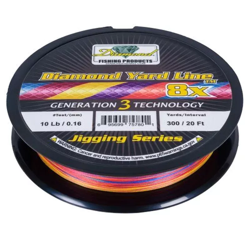 Diamond Yard Line Jigging Series 8X Solid Braided Line – 300 Yards