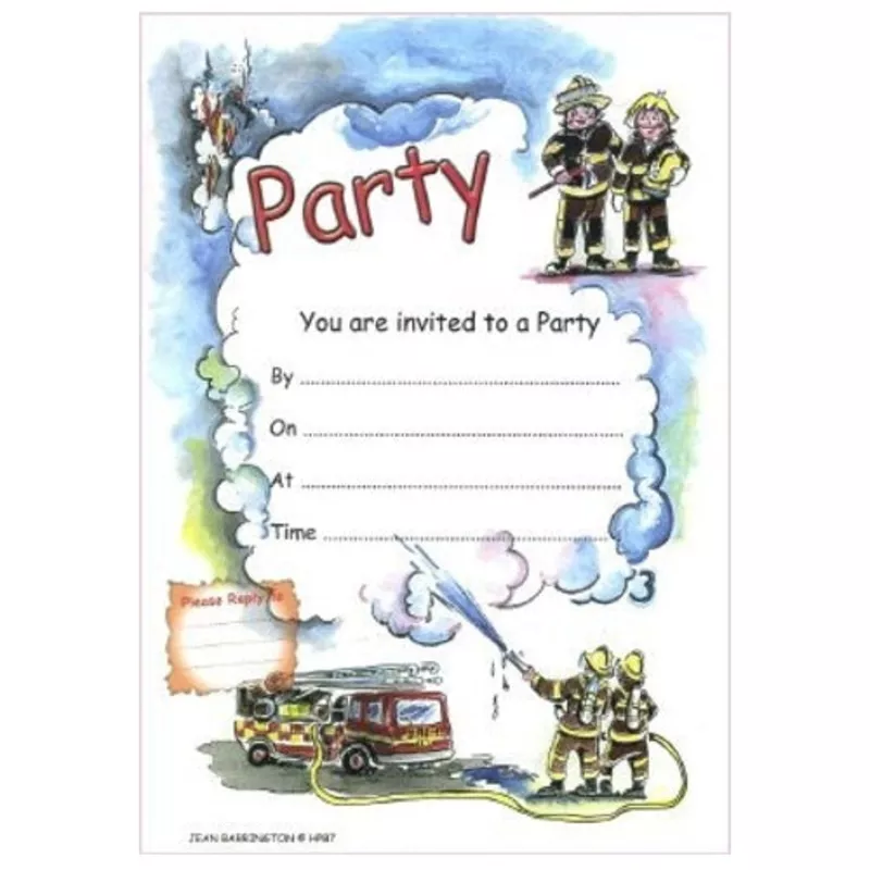Firemen Party Invitations – 20 Sheets & Envelopes