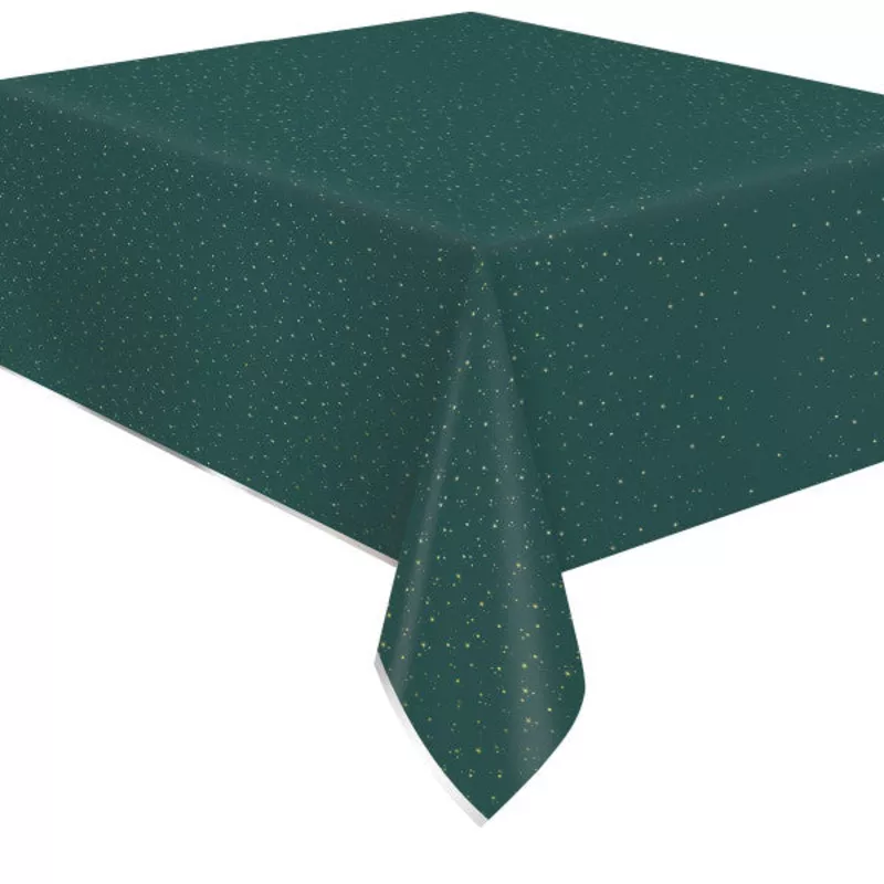 Modern Christmas Rectangular Foil Plastic Table Cover, 54″ x 84″