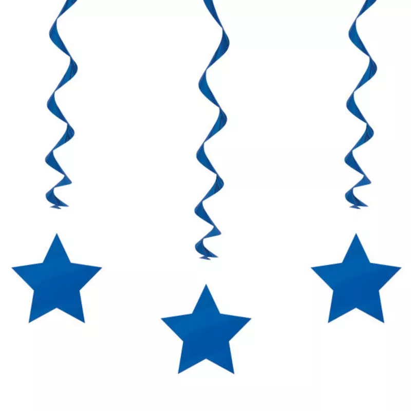 Pack of 3 26″ Royal Blue Solid Hanging Swirl Decorations