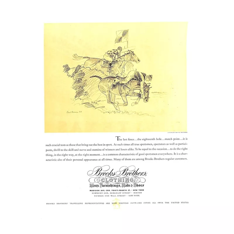 "Paul Brown for Brooks Brothers c1937 Steeplechase Advert"