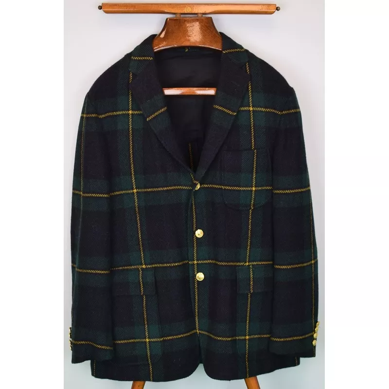 "Polo Ralph Lauren Dress Gordon Tartan Plaid Lambswool/ Alpaca Sport Coat Made in Italy" Sz 44R