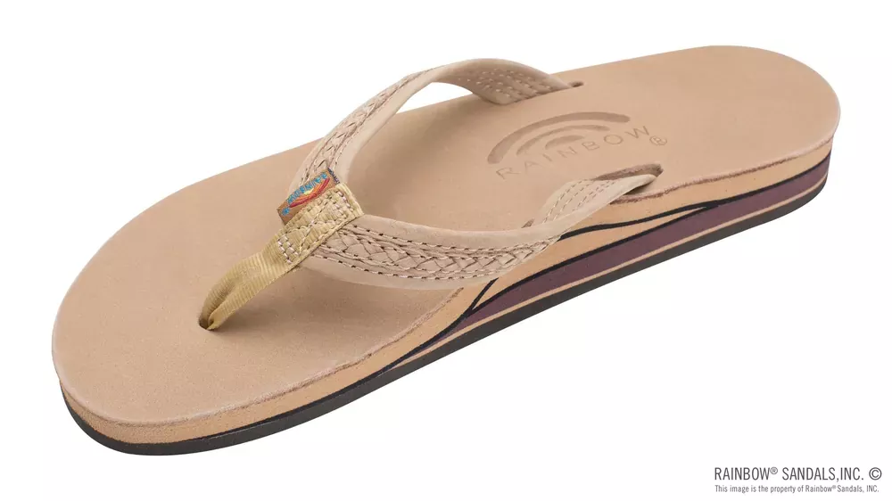Rainbow Sandals The Willow Women‘s Double Layer Arch Support Premier Leather with Inset Double Braided 3/4” Medium Strap