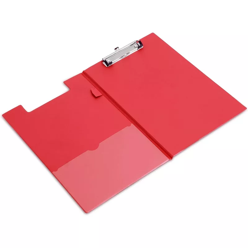 Rapesco Foldover Clipboard with Interior Pocket Foolscap Red VFDCB0R3
