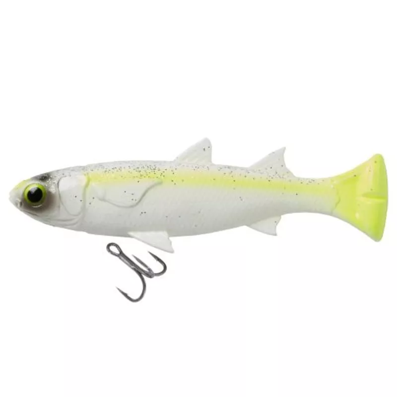 Savage Gear Pulse Tail Mullet 6"Line Thru Chartreuse White