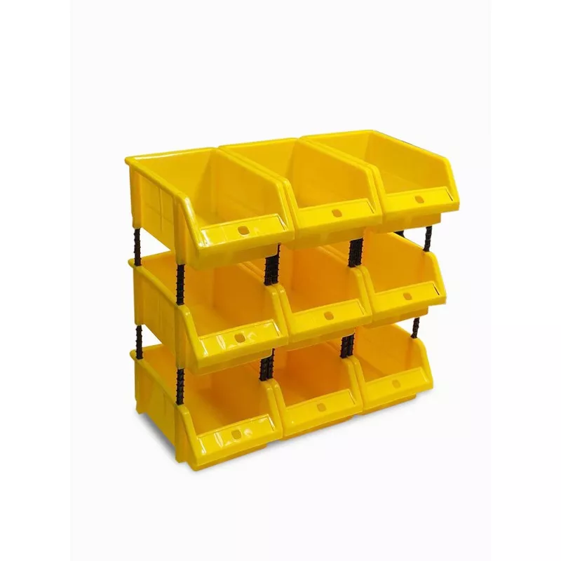 Stackable Yellow Storage Pick Bin with Riser Stands 245x158x108mm