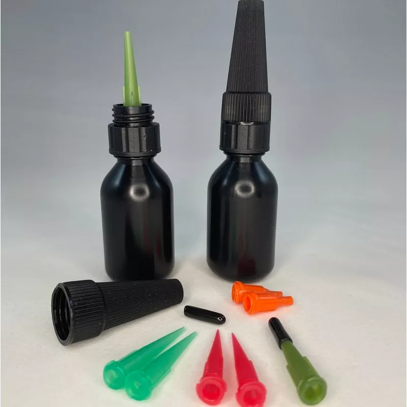 UV Craft Applicator Bottles 2 pack with Luer Lock Tips and Integrated Caps