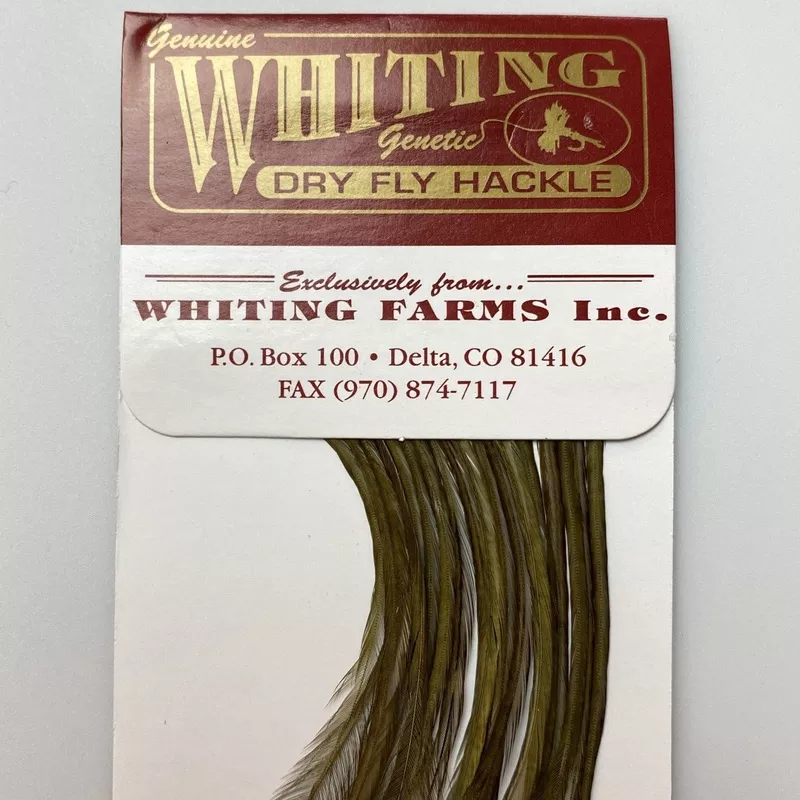 Whiting 100 Pack Dry Fly Hackle - Dark Olive - 12